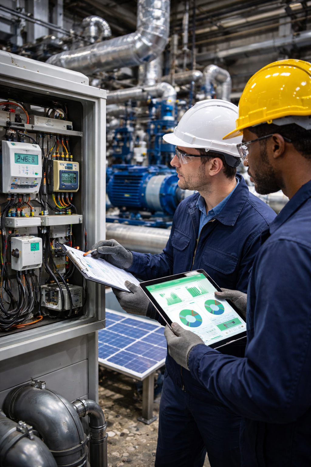 Energy saving project showing compressed air system optimization and efficiency improvements